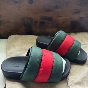 Gucci Green and Red Slide Sandals